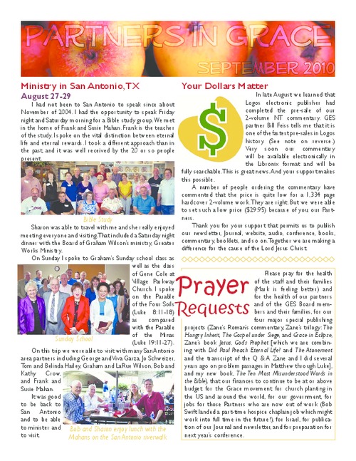 Partners in Grace Cover – September 2010 Partners in Grace Cover - September 2010