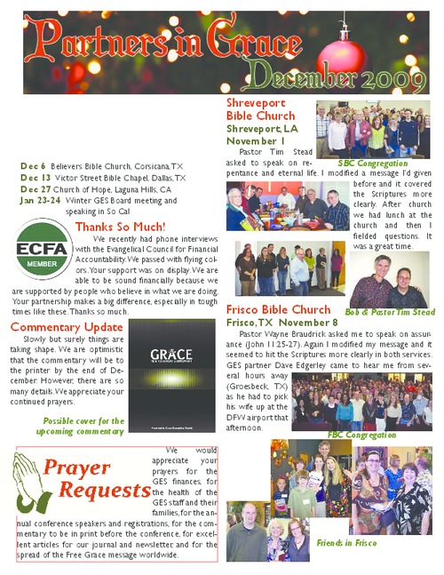 Partners in Grace Cover - December 2009