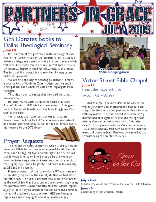 Partners in Grace Cover - July 2009
