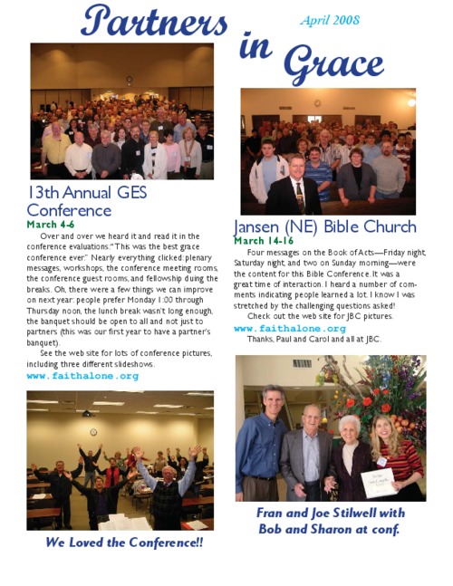 Partners in Grace Cover – April 2008 Partners in Grace Cover - April 2008