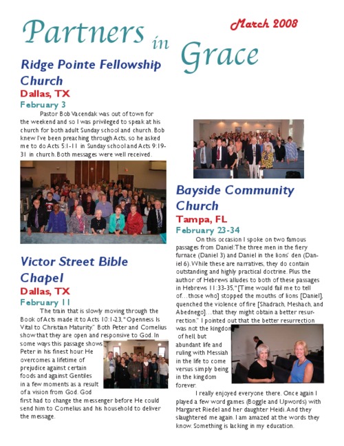 Partners in Grace Cover – March 2008 Partners in Grace Cover - March 2008