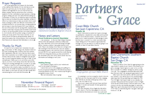 Partners in Grace Cover – December 2007 Partners in Grace Cover - December 2007
