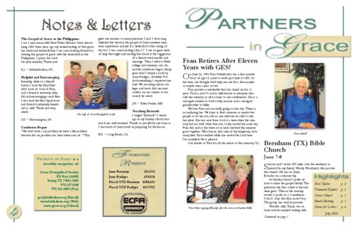 Partners in Grace Cover – July 2003 Partners in Grace Cover - July 2003