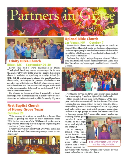 Partners in Grace Cover – November 2012 Partners in Grace Cover - November 2012