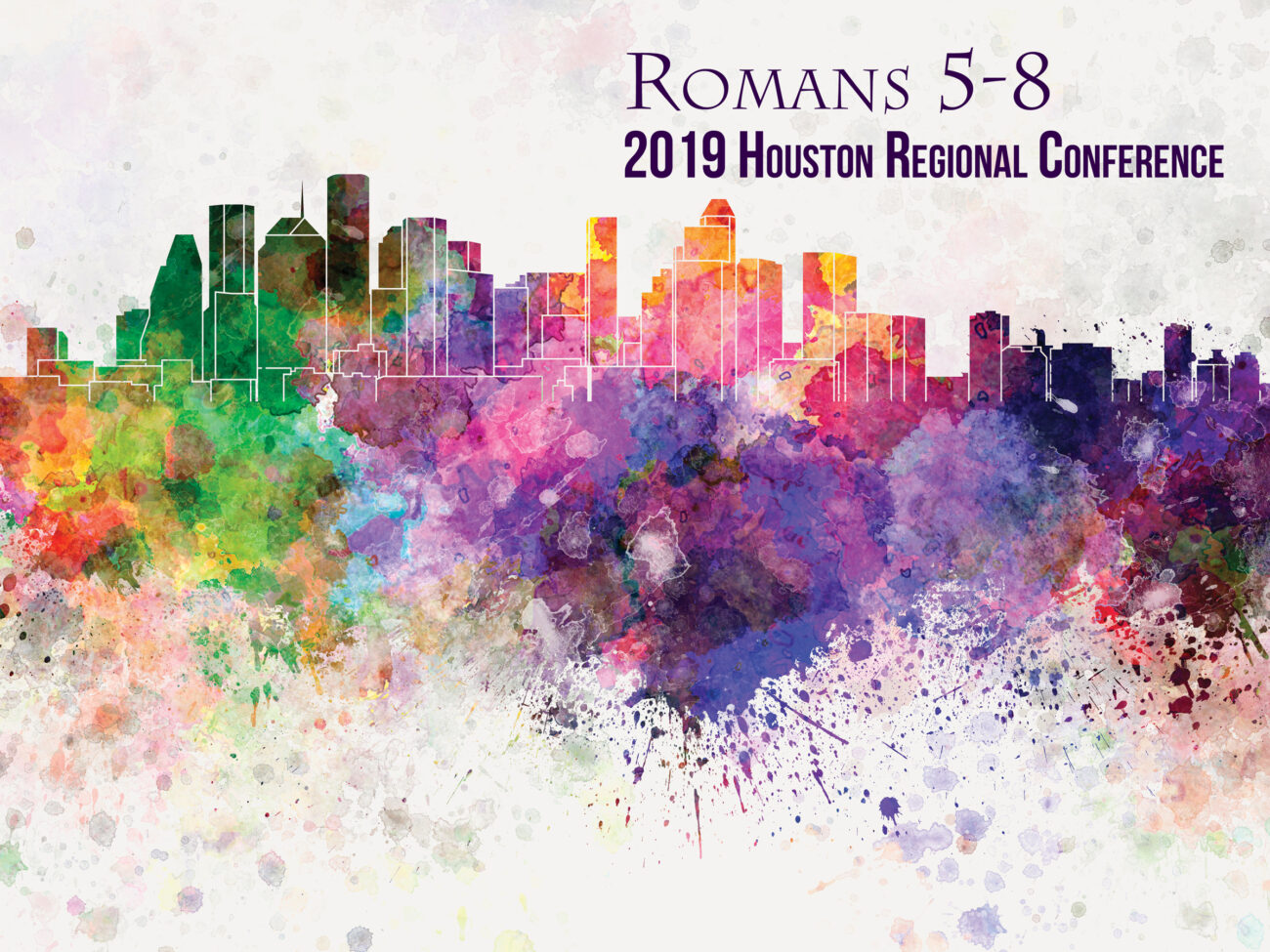 Houston skyline in watercolor background