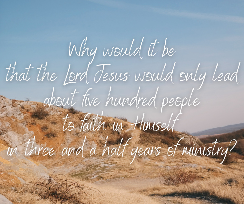 Why would it be that the Lord Jesus would only lead about five hundred people to faith in Himself in three and a half years of ministry_
