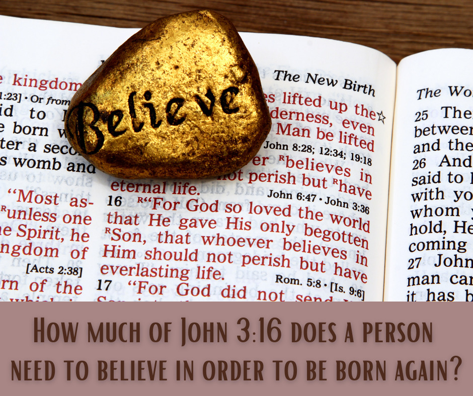 How much of John 316 does a person need to believe in order to be born again
