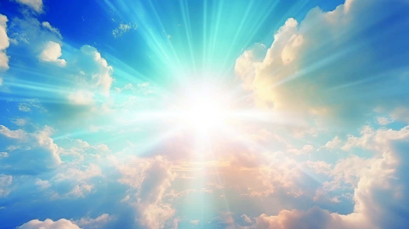 White shining blue sky with clouds