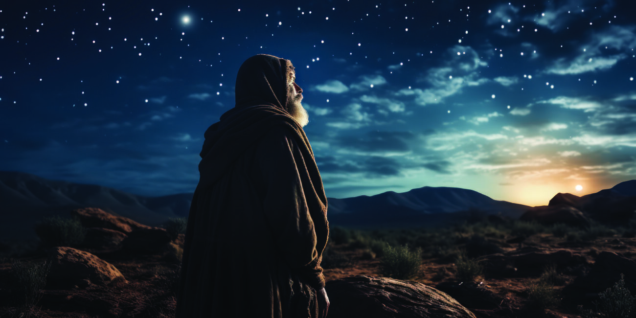 Abraham's Faith in God's Promise: Abraham stands on the steppes,