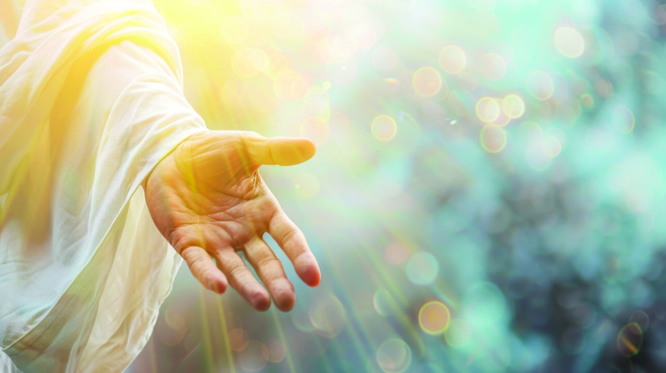Jesus Christ reaching out with hand